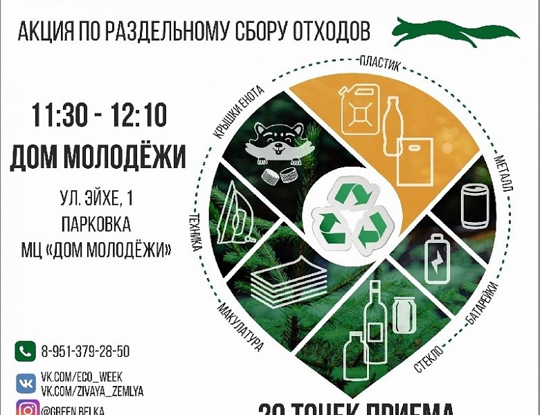 30 Ноября в Первомайском районе состоится акция по раздельному сбору отходов "Зелёная белка" 