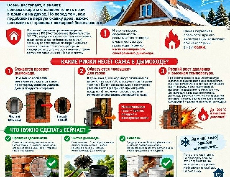 Чистый дымоход-зима без пожаров!